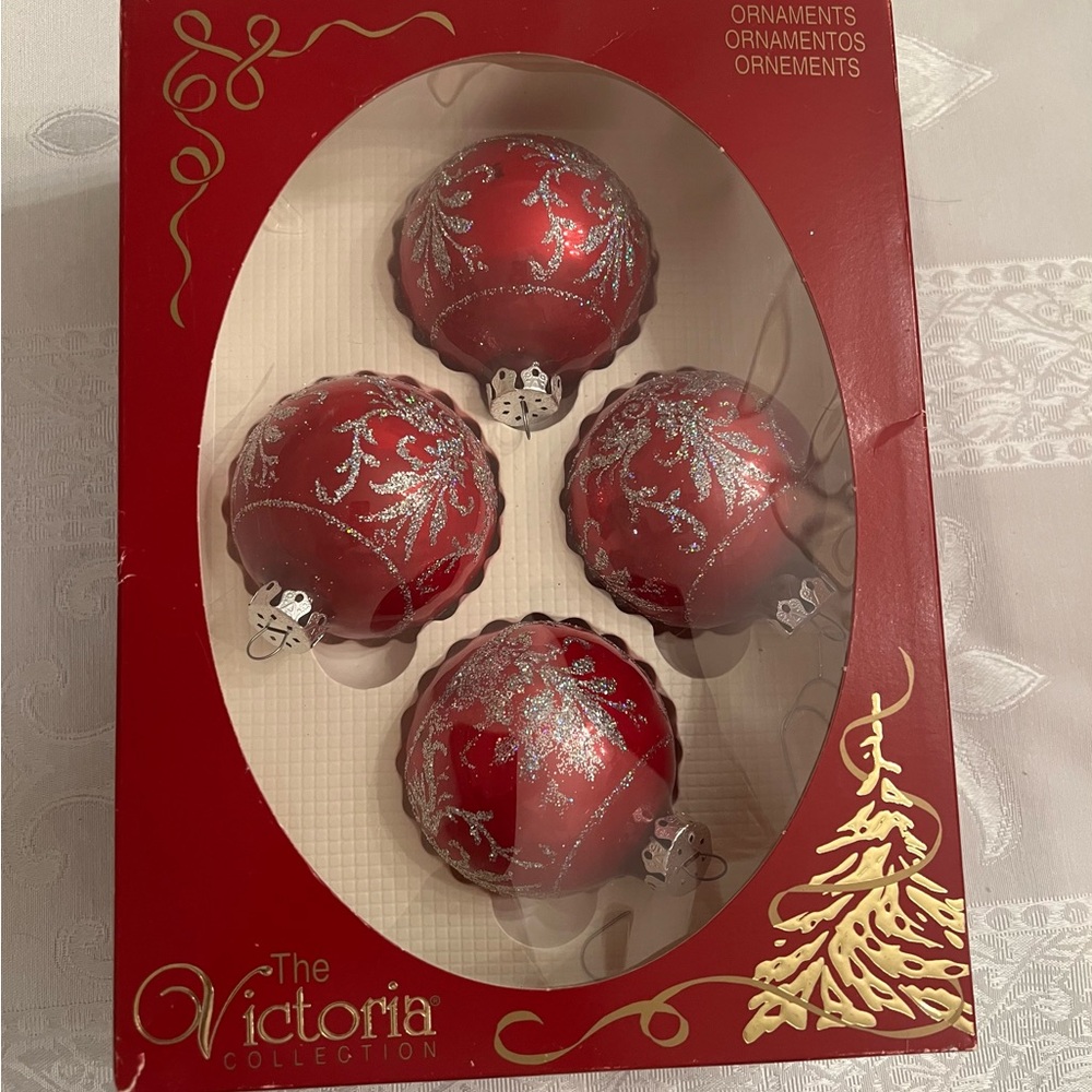 adidas Red and Silver Holiday Ornaments